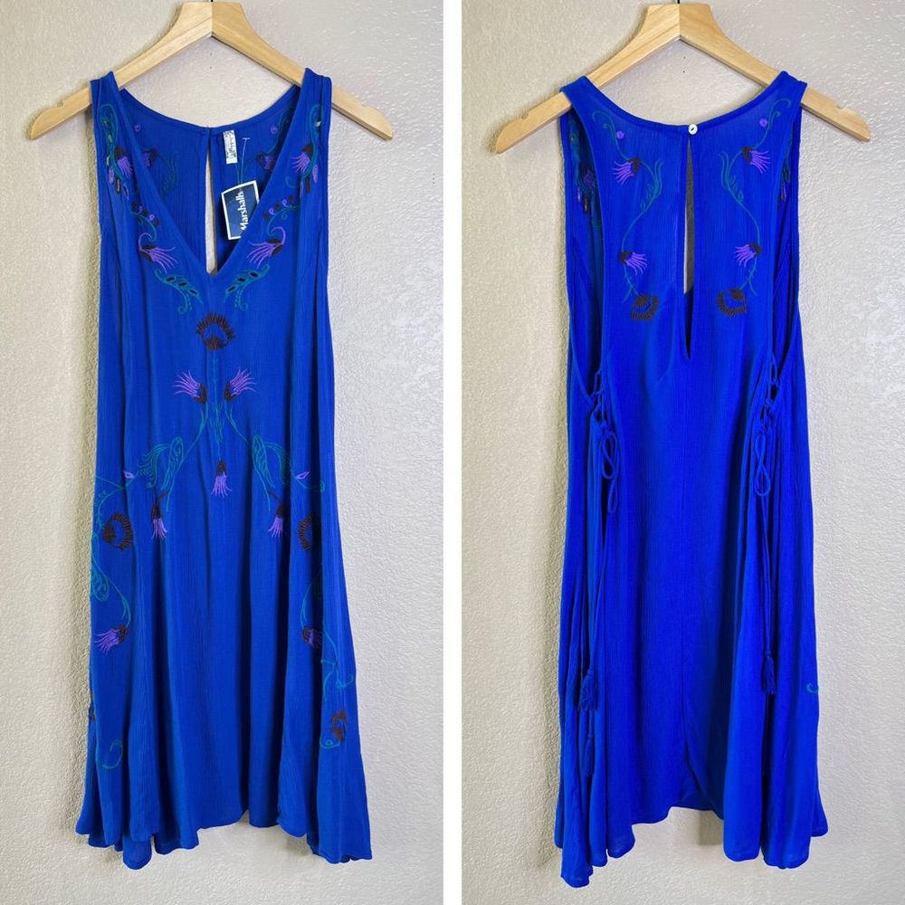 Free People Cobalt Blue Embroidered Midi Dress
